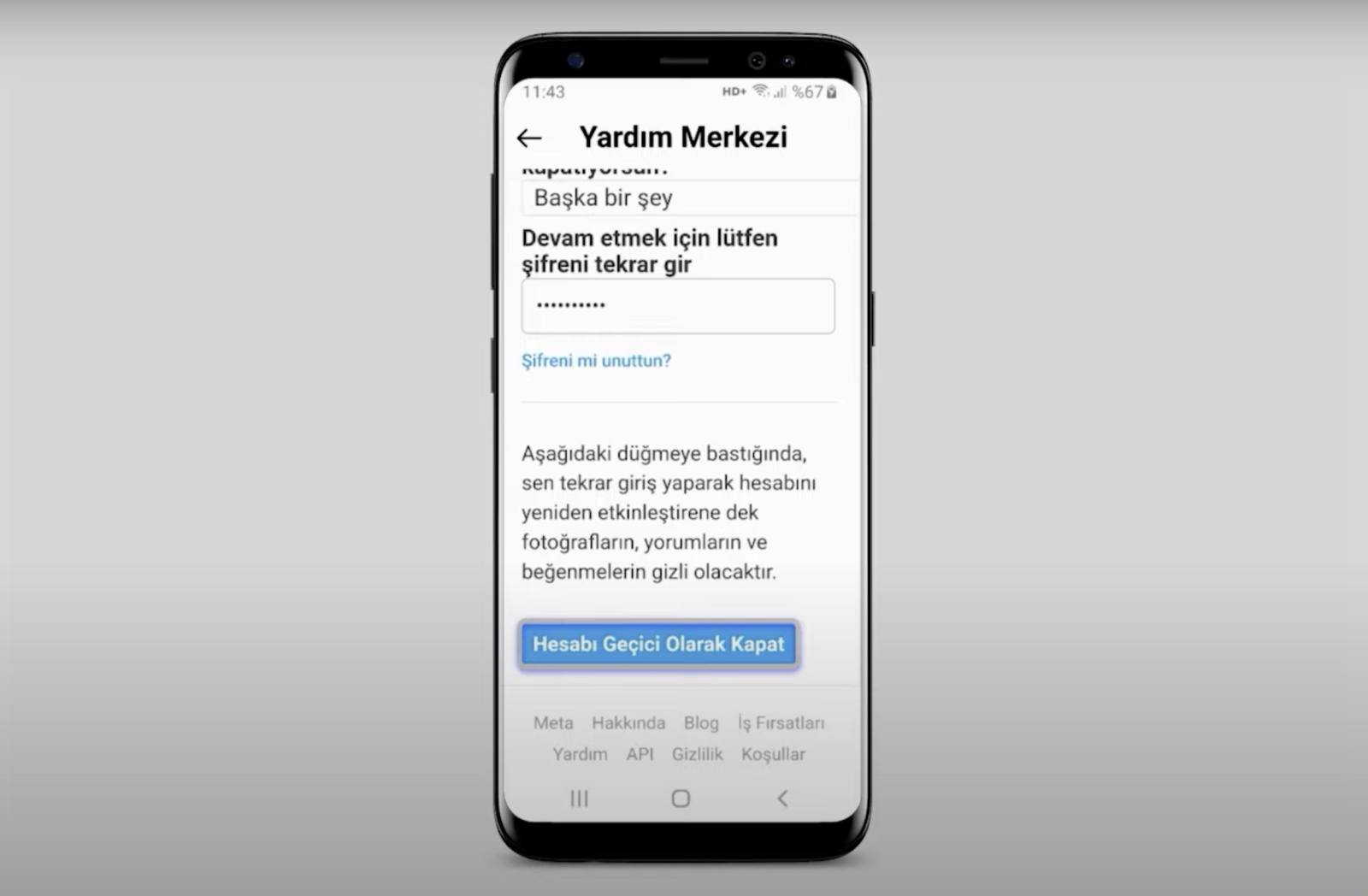 Instagram hesabı geçici olarak kapama